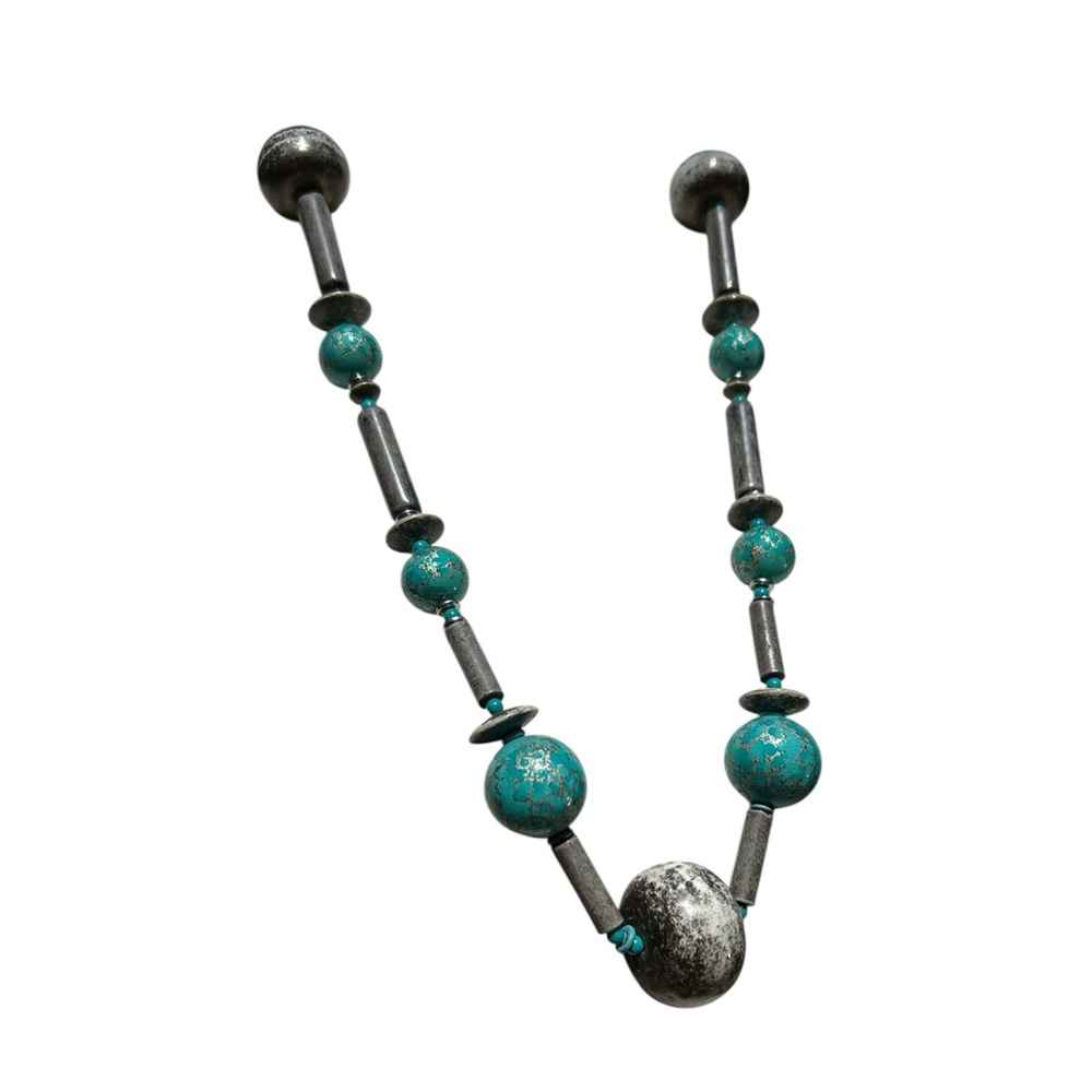 Necklace Native American Turquoise Silver-toned Beading